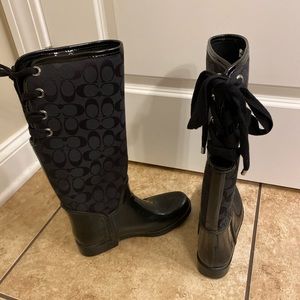 Coach Black Tristee Rain Boot Size 8